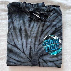 Santa Cruz Black and Gray Wave Tee